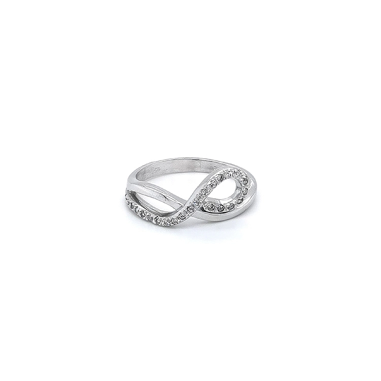 Nhẫn vàng trắng đính đá zircon trắng