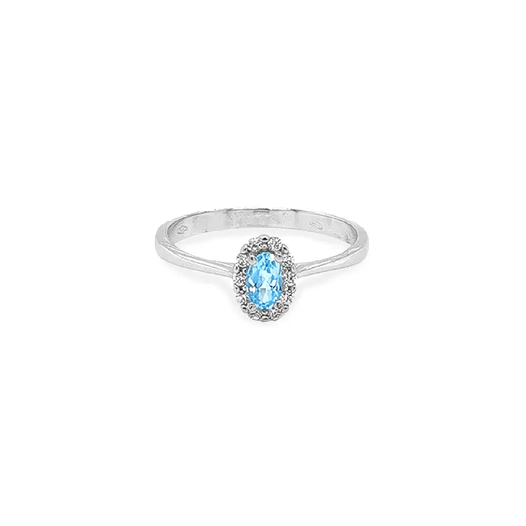 Nhẫn vàng đính đá zircon xanh