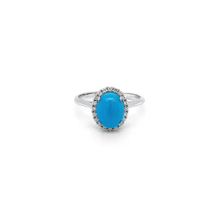 Nhẫn với đá turquoise từ vàng trắng