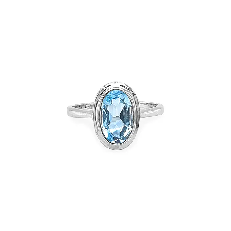 Nhẫn vàng đính đá zircon xanh