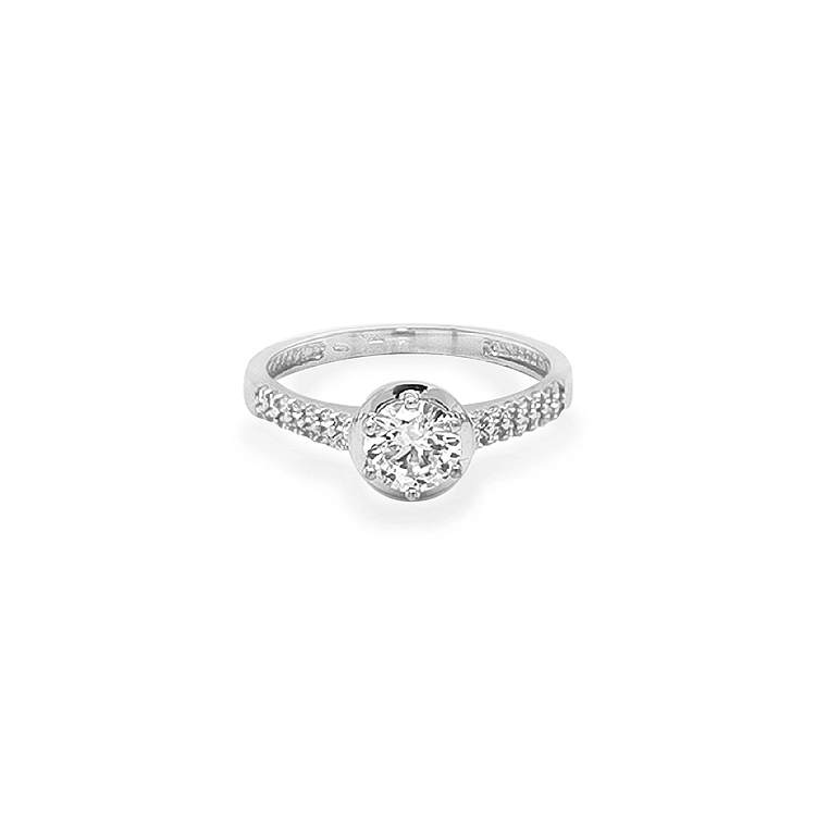 Nhẫn đính hôn bằng vàng với đá zircon