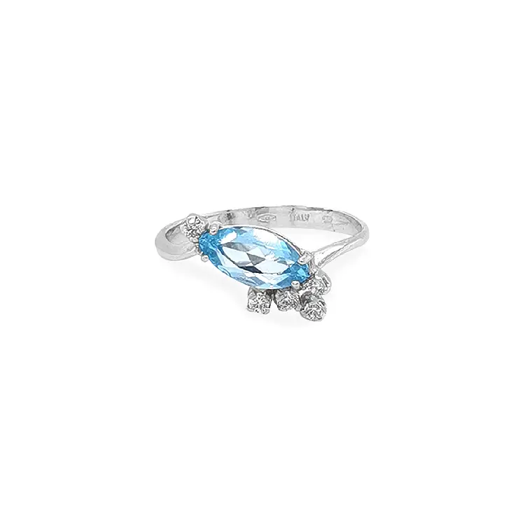 Nhẫn vàng đính đá zircon xanh