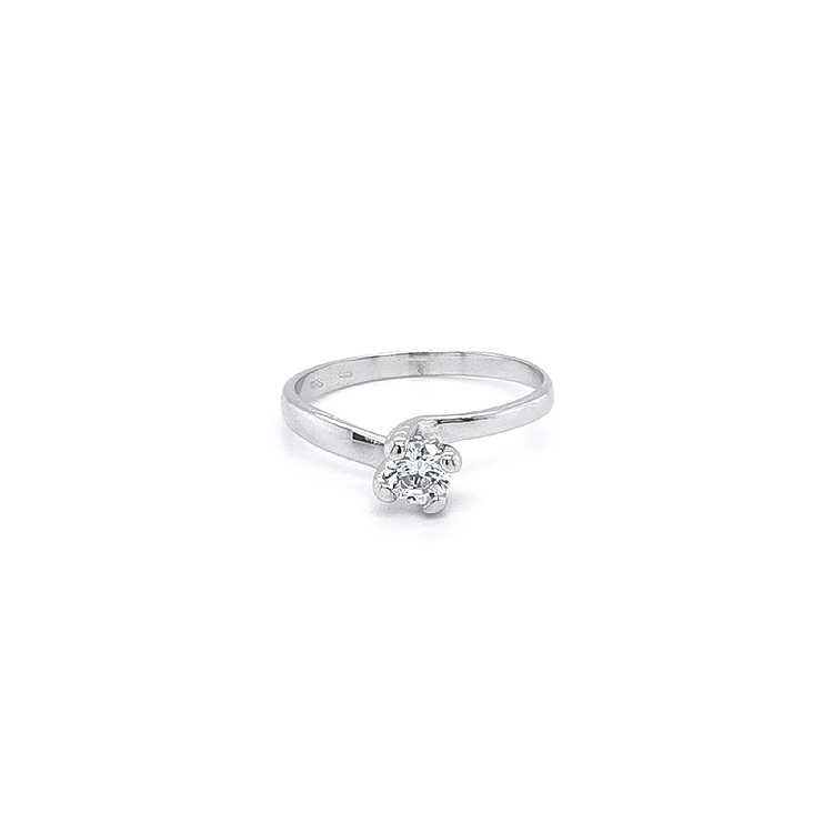 Nhẫn đính hôn bằng vàng trắng và zircon