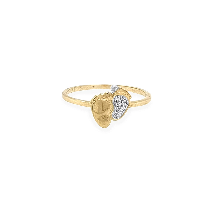 Nhẫn vàng hình bàn chân em bé đính đá zircon