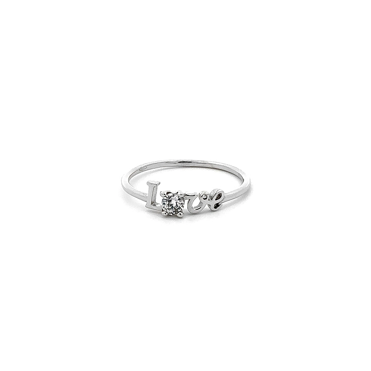 Nhẫn Tình Yêu với Vàng Trắng và Đá Zircon