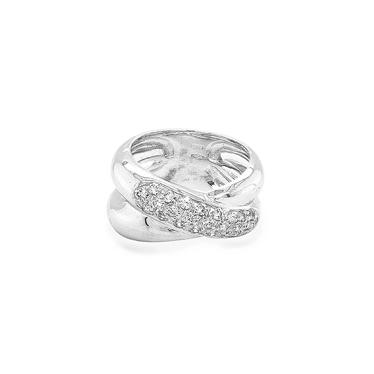 Nhẫn nữ bằng vàng trắng đính đá zircon trắng