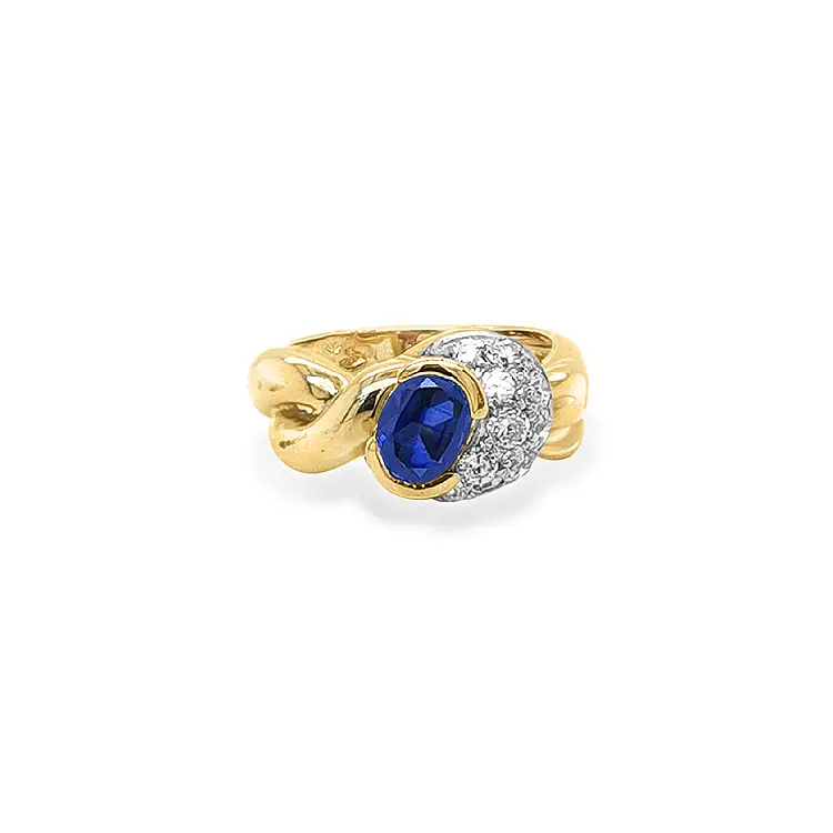 Nhẫn vàng cao cấp gắn đá sapphire và zircon