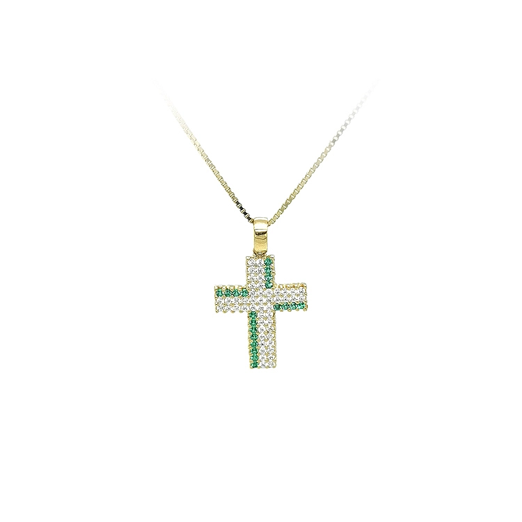 Mặt dây chuyền vàng hình thánh giá đính đá zircon