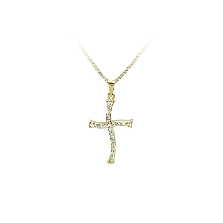 Mặt dây chuyền vàng hình thánh giá đính đá zircon