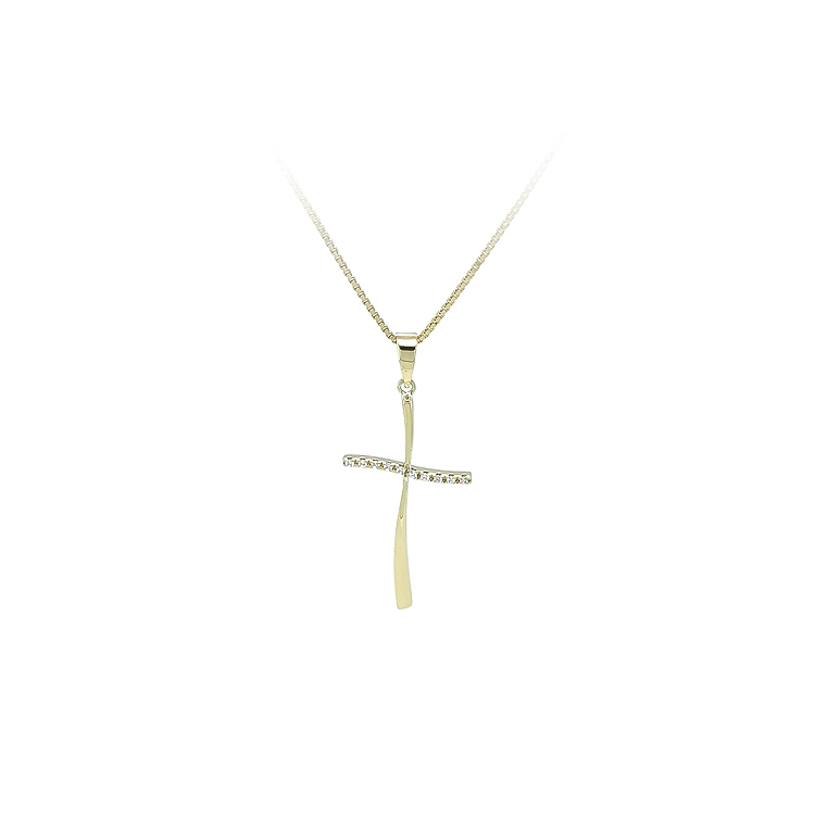 Mặt dây chuyền vàng hình thánh giá đính đá zircon