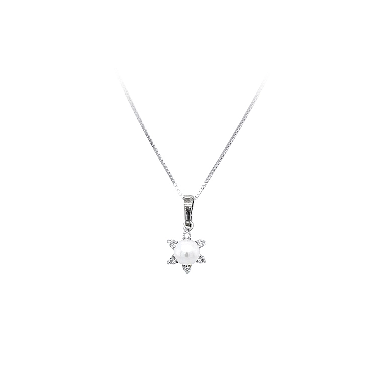 Mặt dây chuyền có ngọc trai và đá zircon trắng vàng