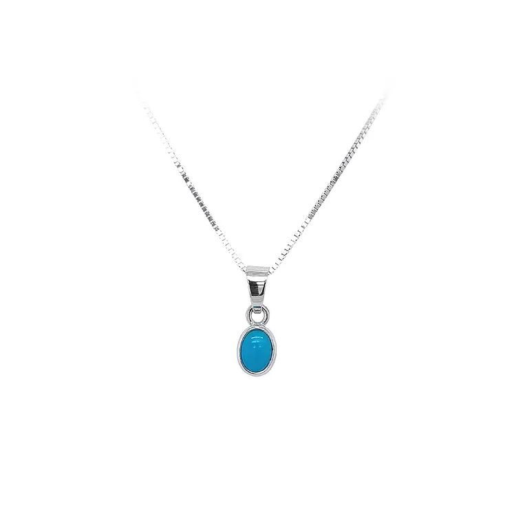 Mặt dây chuyền bằng vàng trắng đính đá turquoise