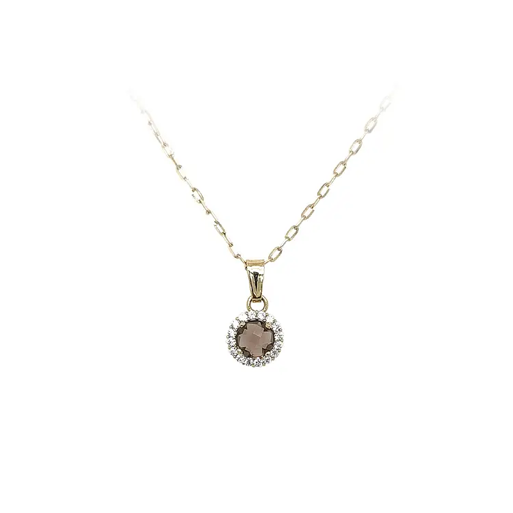 Mặt dây chuyền vàng với đá nâu