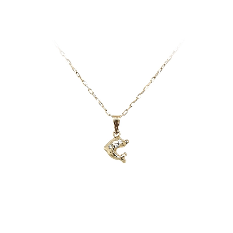 Mặt dây chuyền hình cá heo vàng đính đá zircon