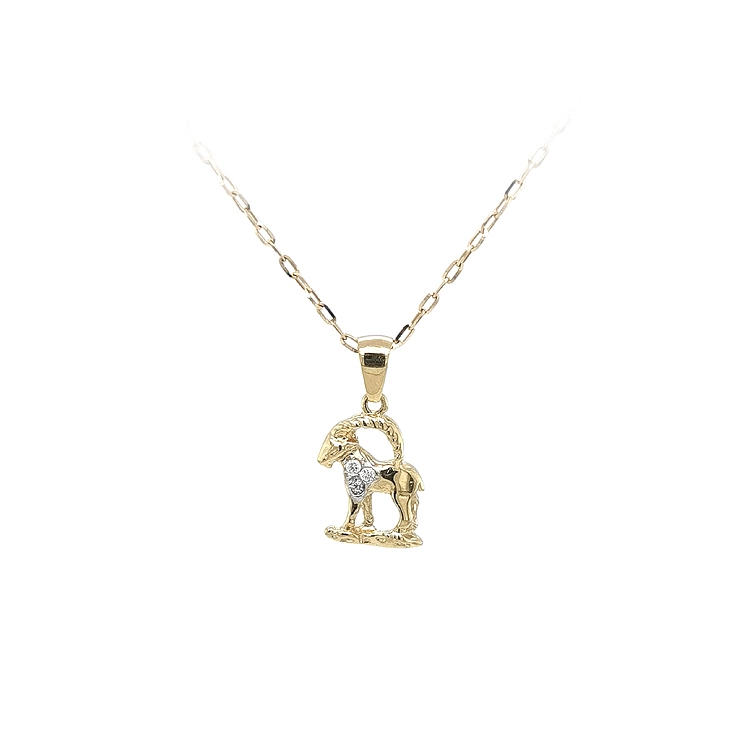 Mặt dây chuyền vàng biểu tượng chòm sao Ma Kết với đá zircon