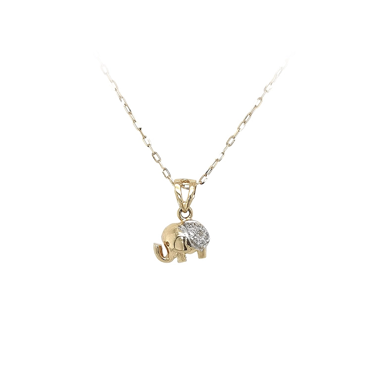 Mặt dây chuyền vàng hình voi đính đá zircon