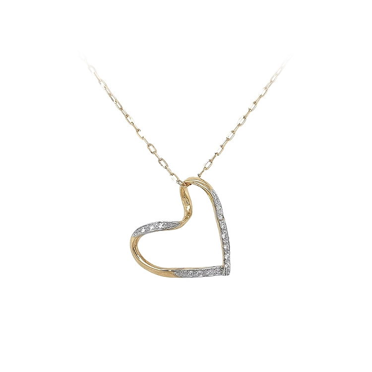 Mặt dây chuyền hình trái tim bằng vàng đính đá zircon