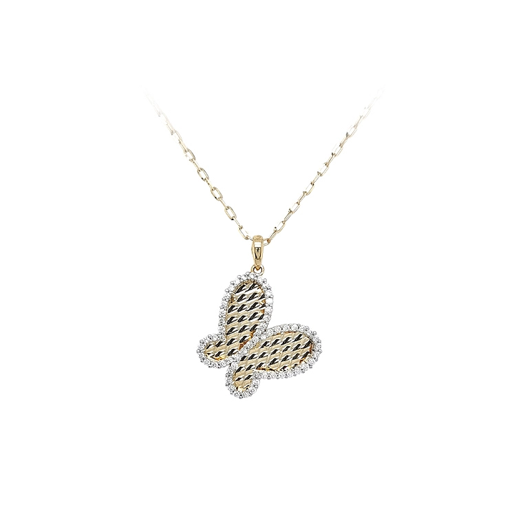 Mặt dây chuyền vàng hình bướm đính đá zircon