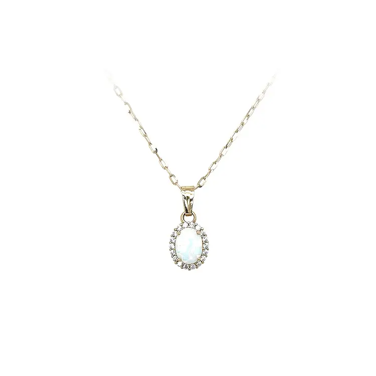 Mặt dây chuyền vàng đính ngọc opal và zircon