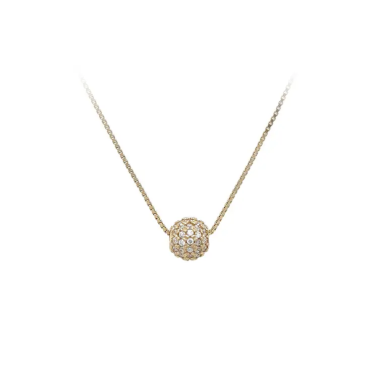 Mặt dây chuyền vàng hình quả cầu đính đá zircon