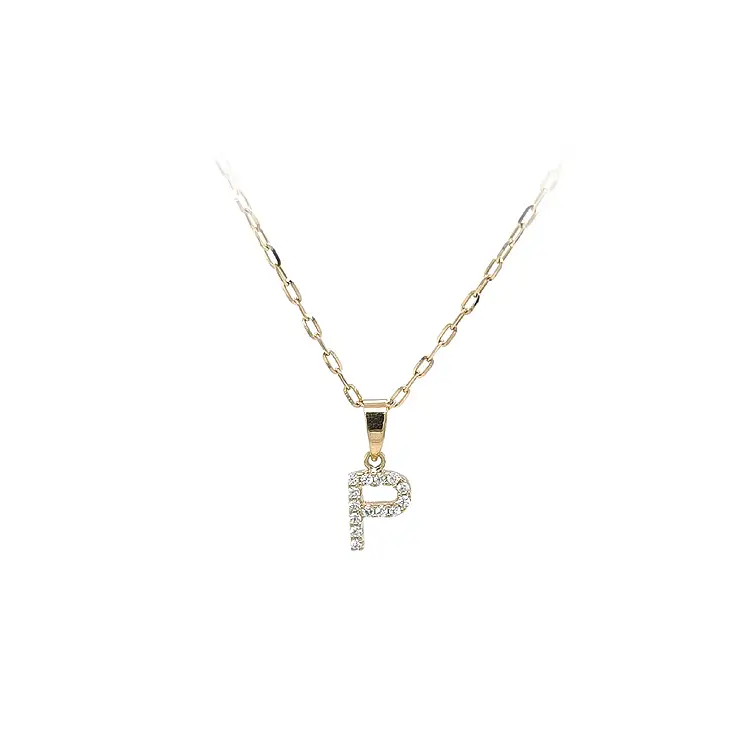 Mặt dây chuyền vàng hình chữ P đính đá zircon