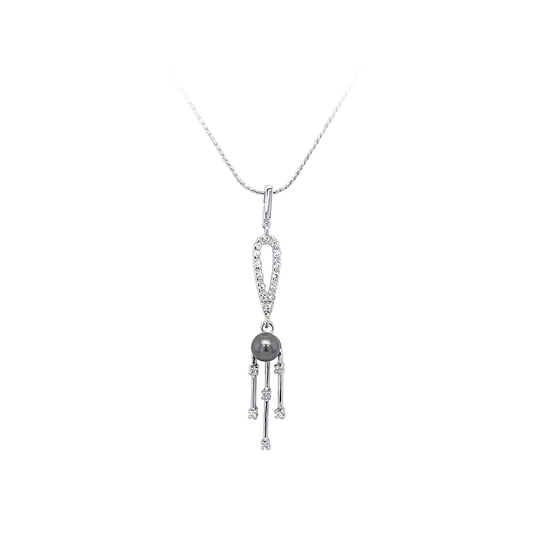 Mặt dây chuyền có ngọc trai và đá zircon trắng vàng