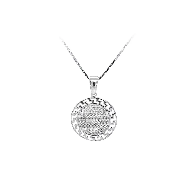 Mặt dây chuyền bằng vàng trắng đính đá zircon trắng