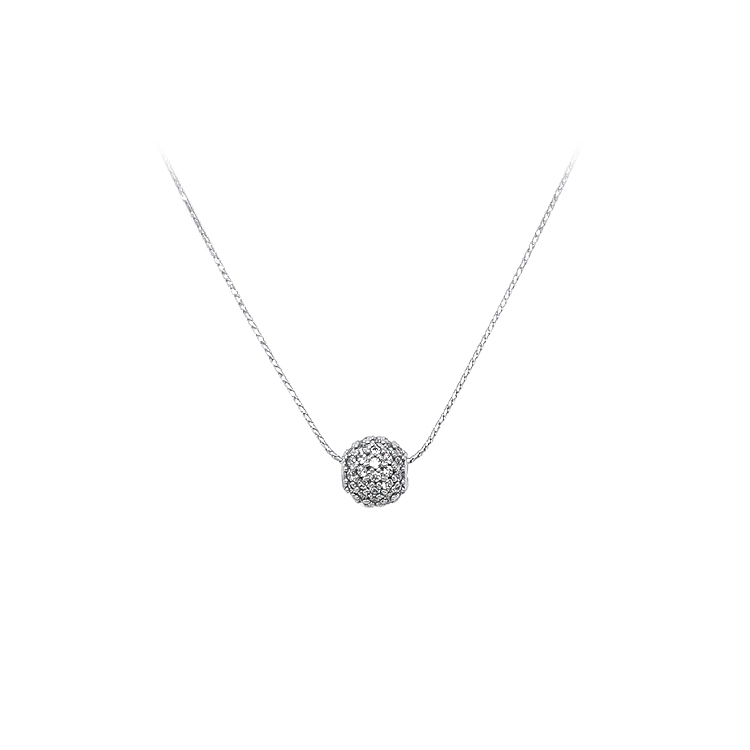 Mặt dây chuyền hình quả cầu với đá zircon trắng vàng