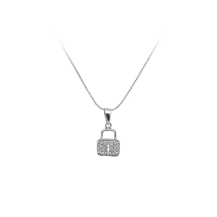 Khóa móc treo có mặt số với đá zircon trắng vàng