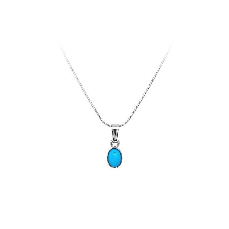 Mặt dây chuyền bằng vàng trắng đính đá turquoise