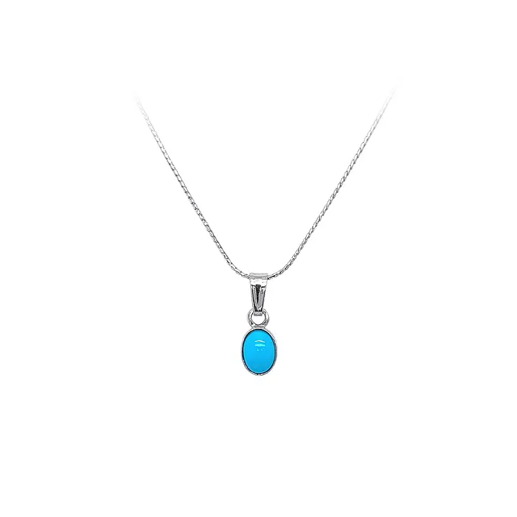 Mặt dây chuyền bằng vàng trắng đính đá turquoise