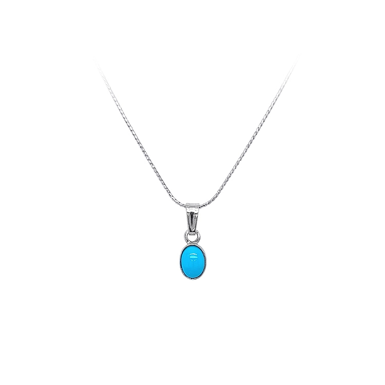 Mặt dây chuyền bằng vàng trắng đính đá turquoise