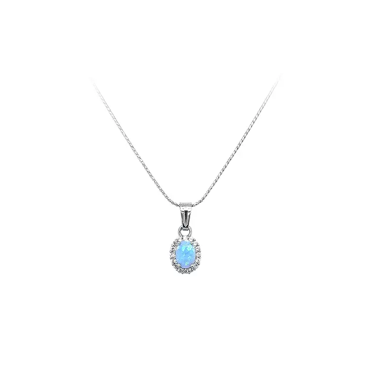 Mặt dây chuyền với đá opal xanh và zircon