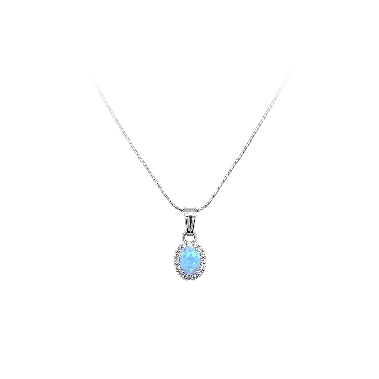 Mặt dây chuyền với đá opal xanh và zircon