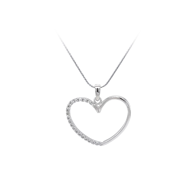 Mặt dây chuyền hình trái tim với đá zircon trắng vàng