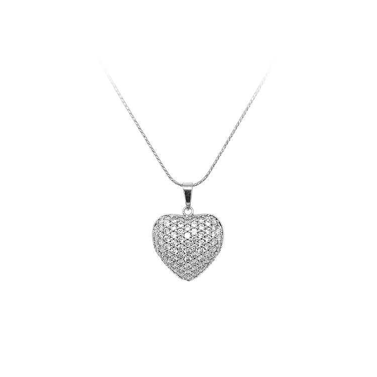 Mặt dây chuyền hình trái tim đính đá zircon