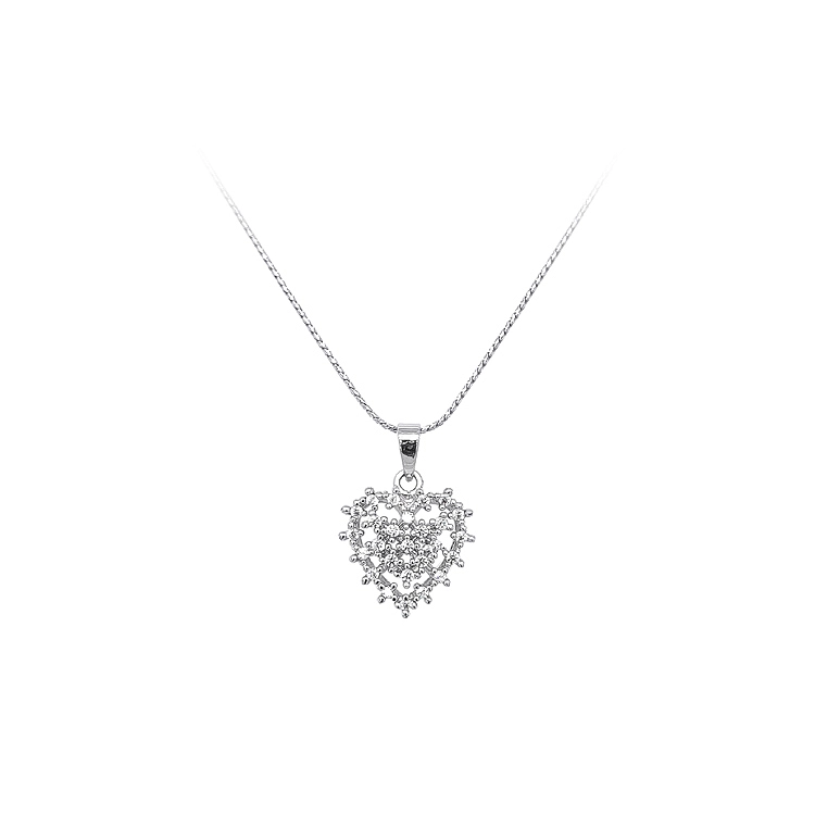 Mặt dây chuyền hình trái tim với đá zircon trắng vàng