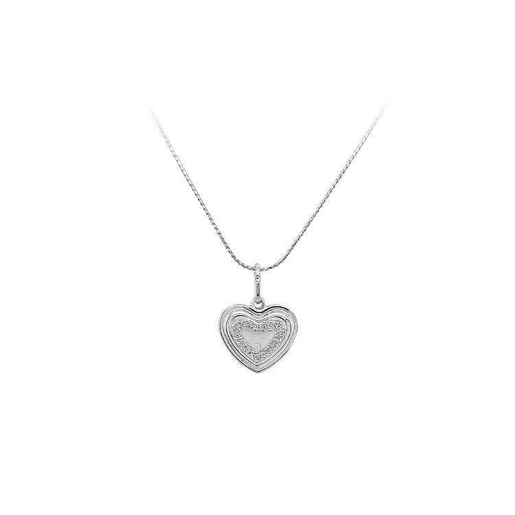 Mặt dây chuyền hình trái tim bằng vàng trắng