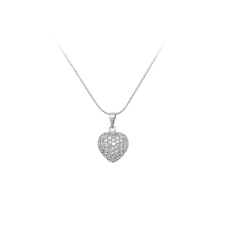 Mặt dây chuyền hình trái tim với đá zircon trắng vàng