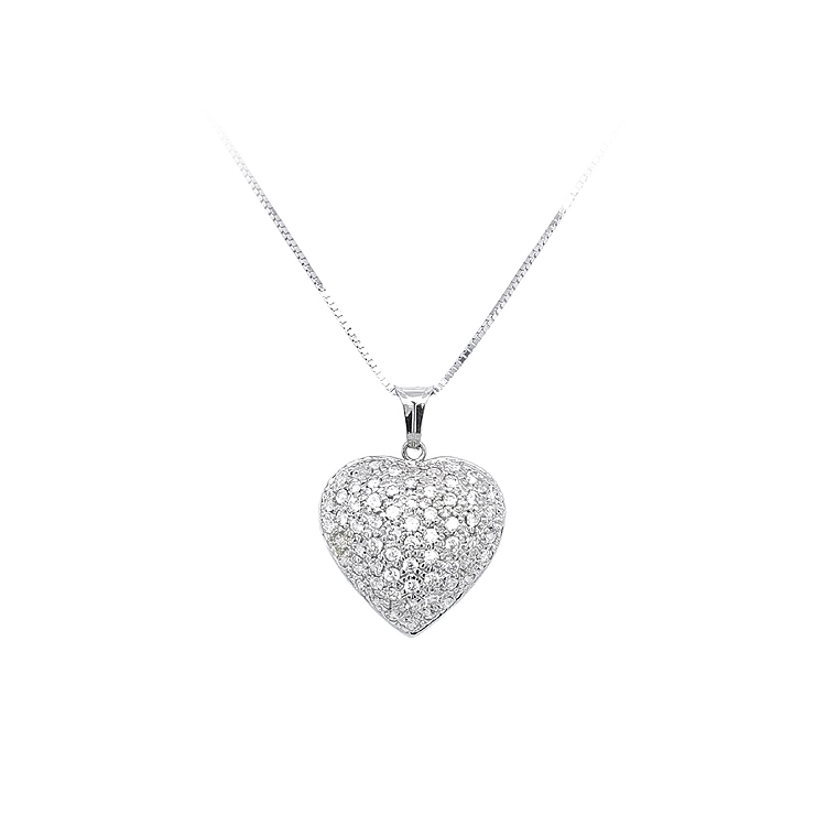 Mặt dây chuyền hình trái tim với đá zircon trắng vàng