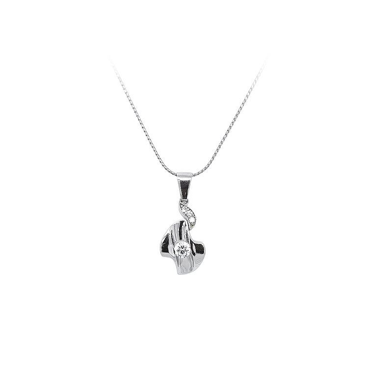 Mặt dây chuyền bằng vàng trắng đính đá zircon trắng