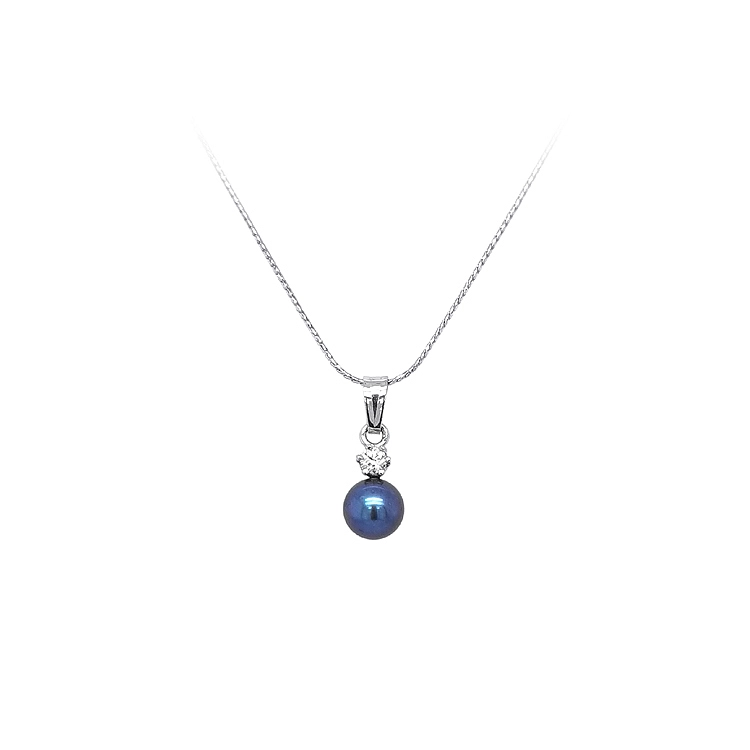 Mặt dây chuyền ngọc trai và zircon vàng trắng