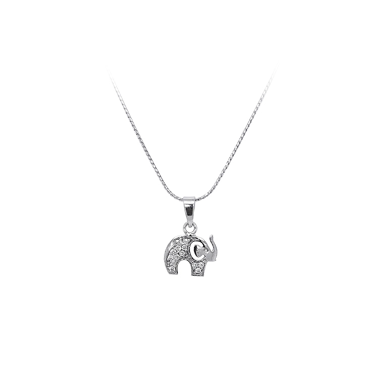 Mặt dây chuyền hình voi với đá zircon trắng vàng