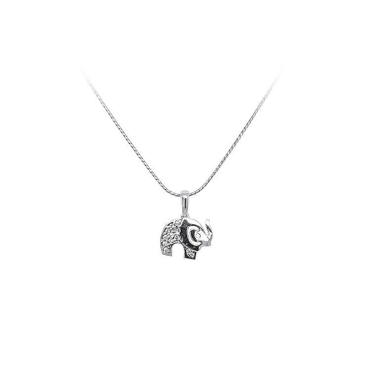Mặt dây chuyền hình voi với đá zircon trắng vàng