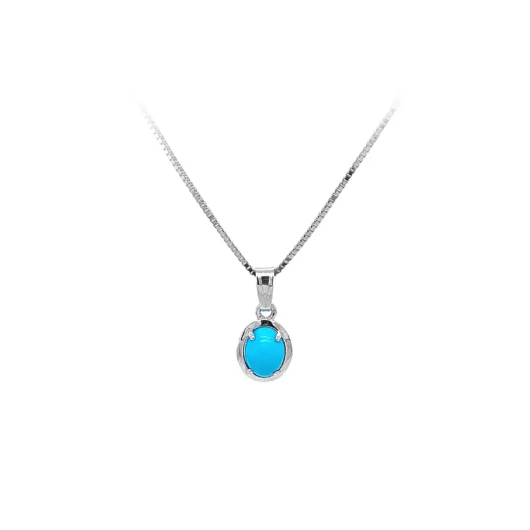 Mặt dây chuyền bằng vàng trắng đính đá turquoise