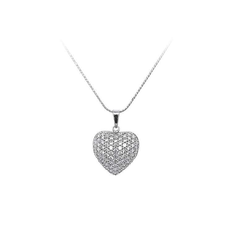 Mặt dây chuyền hình trái tim với đá zircon trắng vàng