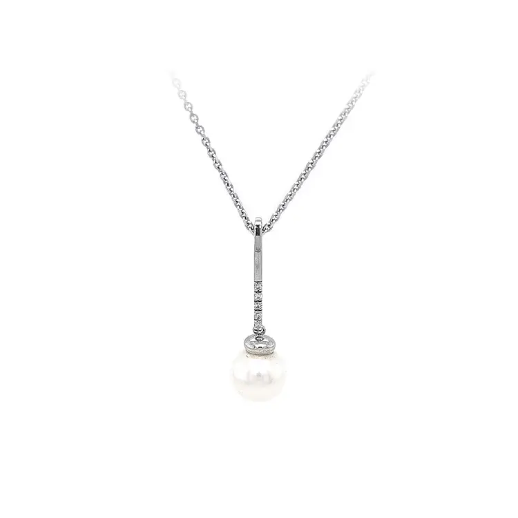 Vòng cổ vàng đính ngọc trai và đá zircon