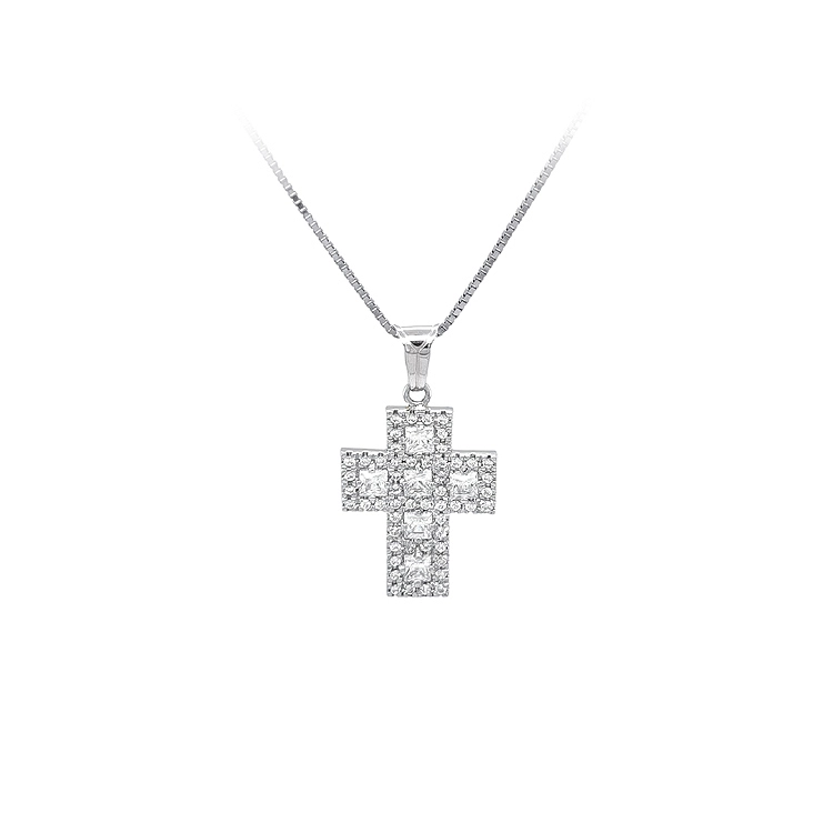 Thiết kế chéo với đá zircon trắng và vàng