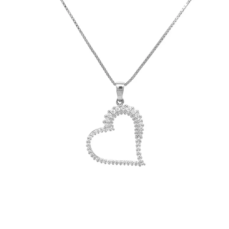 Mặt dây chuyền hình trái tim bằng vàng đính đá zircon