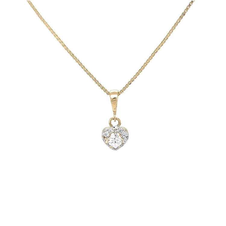 Mặt dây chuyền hình trái tim bằng vàng đính đá zircon